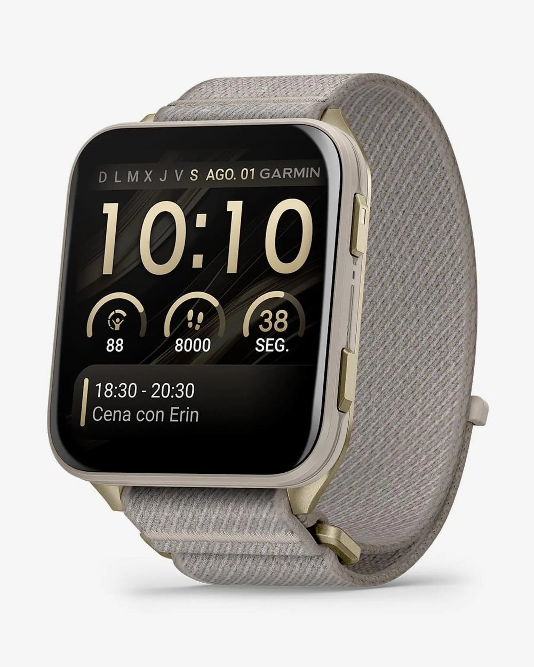 Garmin Venu X1 dorado correa gris