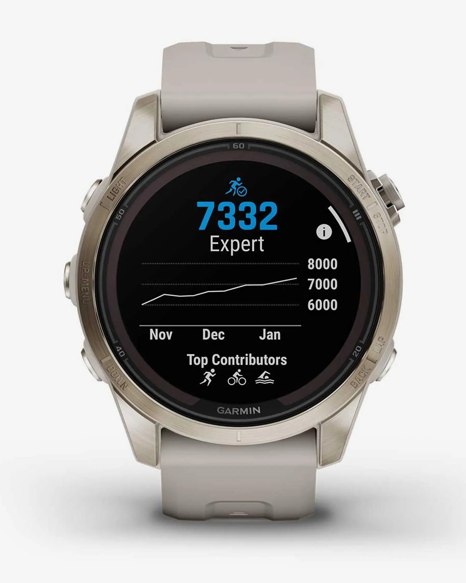 Garmin Fenix 7S Pro Zafiro Solar oro correa beige