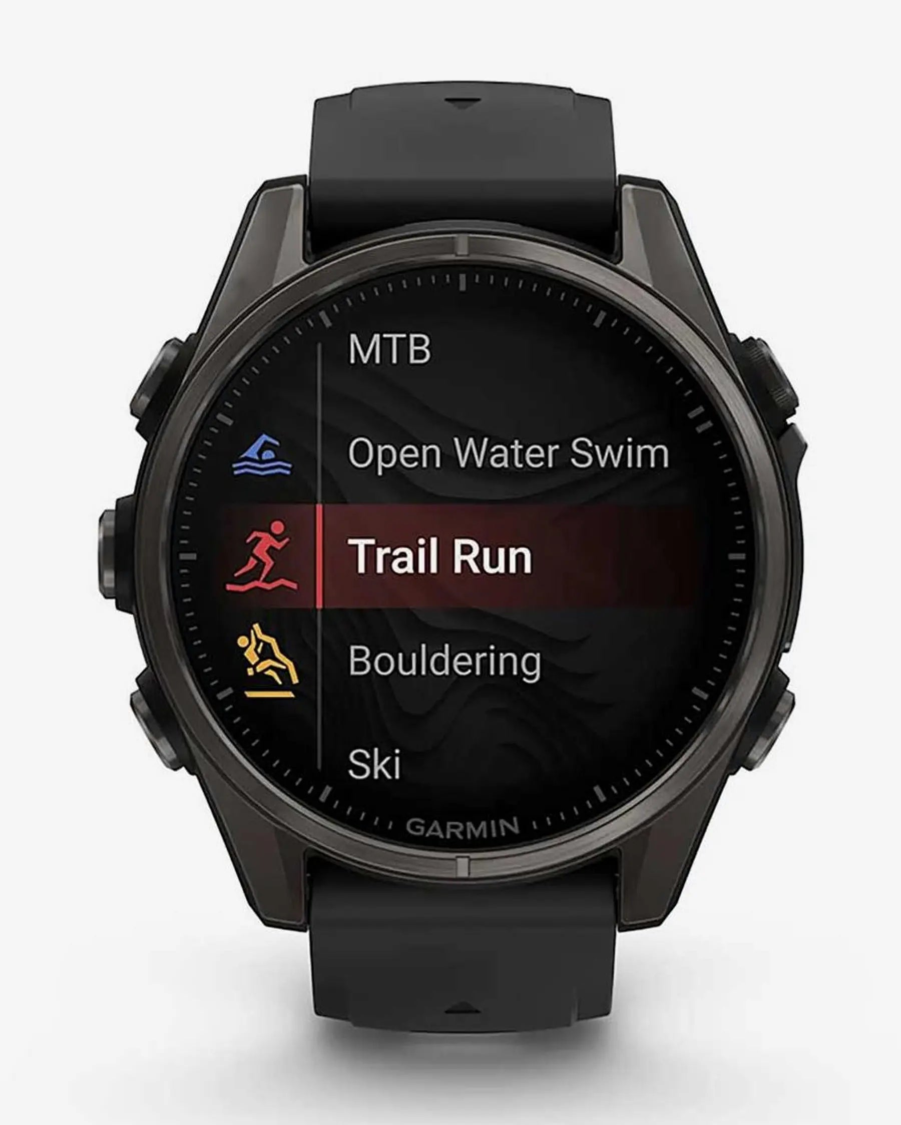 Garmin Fenix 8 AMOLED Zafiro 43 mm Titanio gris carbón correa negro
