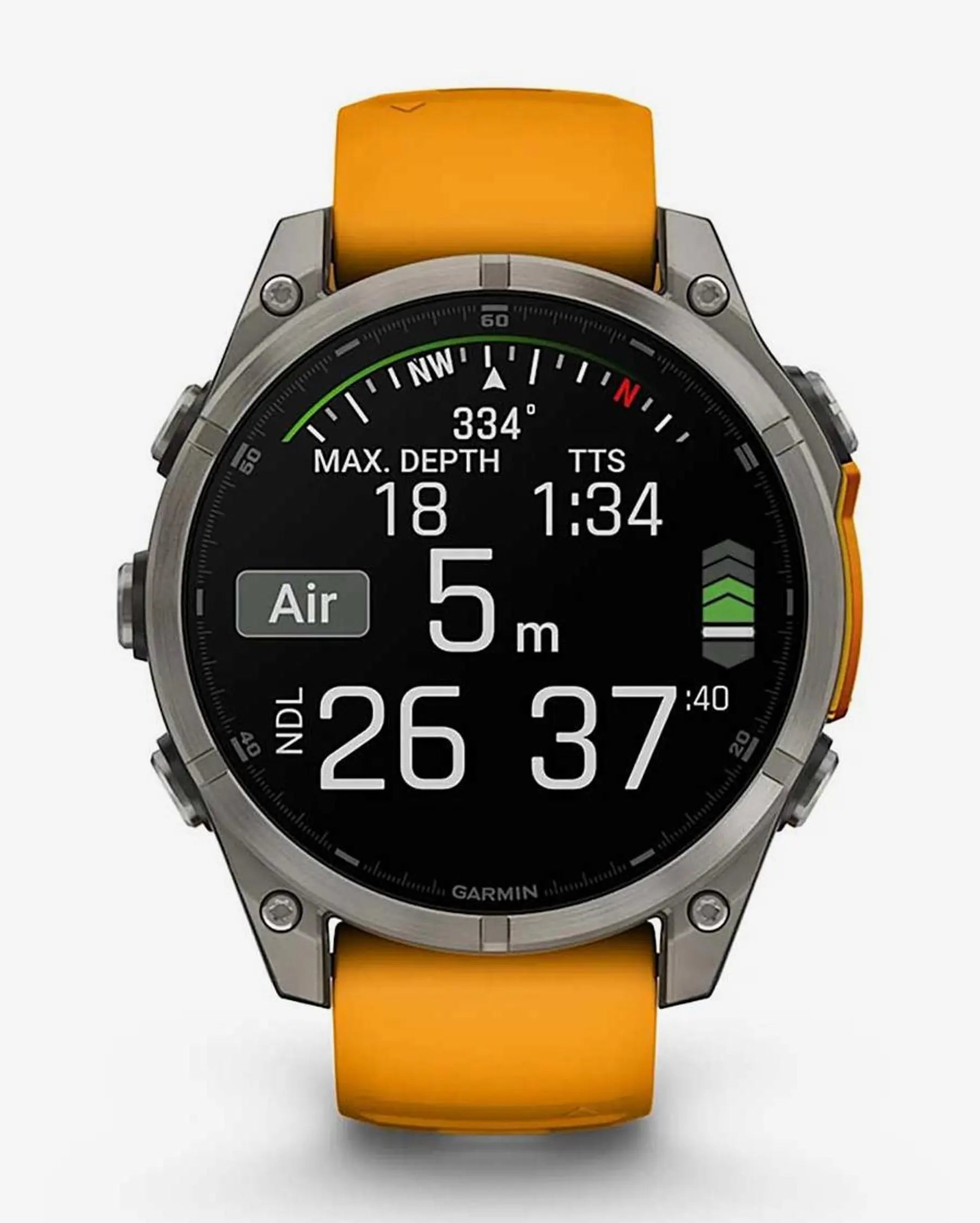Garmin Fenix 8 AMOLED Zafiro 47 mm Titanio plateado correa naranja