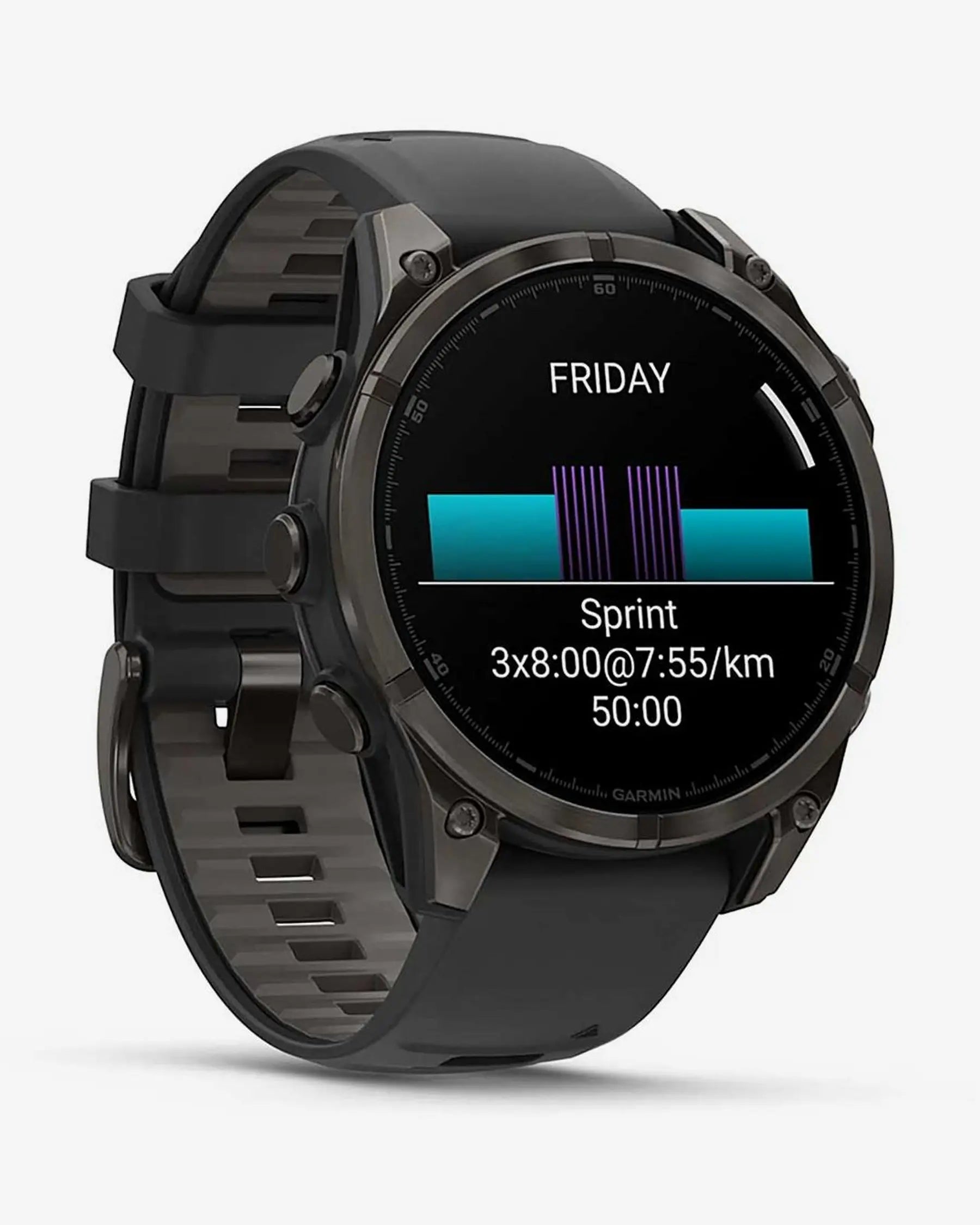 Garmin Fenix 8 AMOLED Zafiro 47 mm Titanio gris carbón correa negro