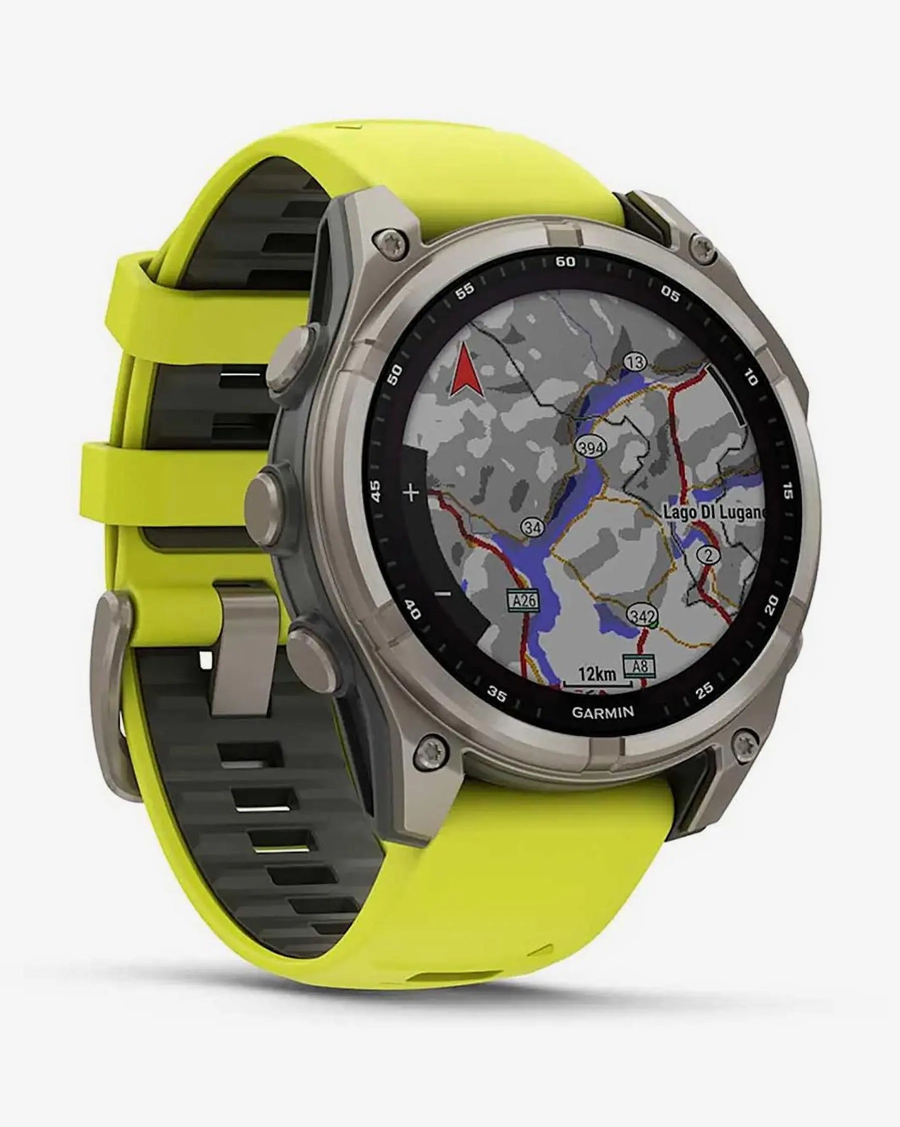 Garmin Fenix 8 Zafiro Solar 47 mm Titanio gris correa amarillo